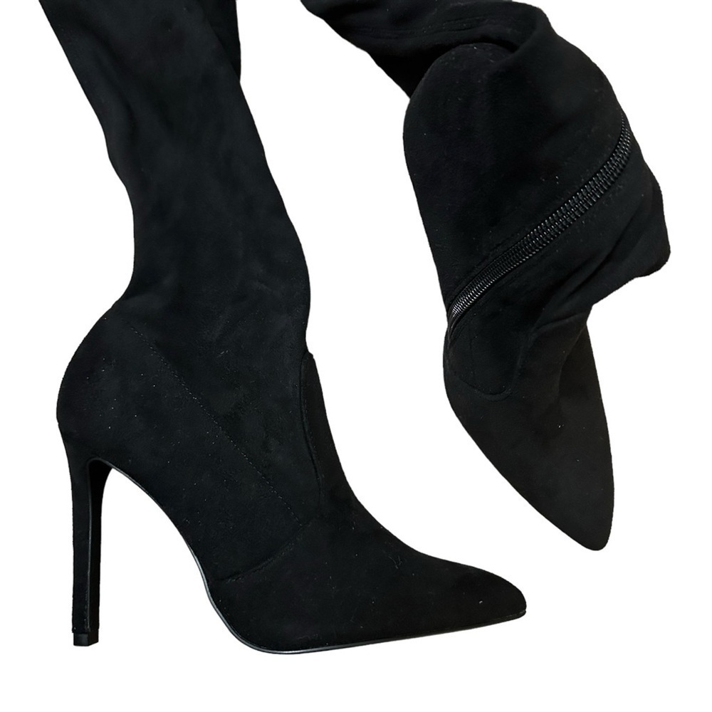 Call It Spring Over The Knee Stretch Shaft Pointed Toe Stiletto Heel Suede Boots - Picture 3 of 7